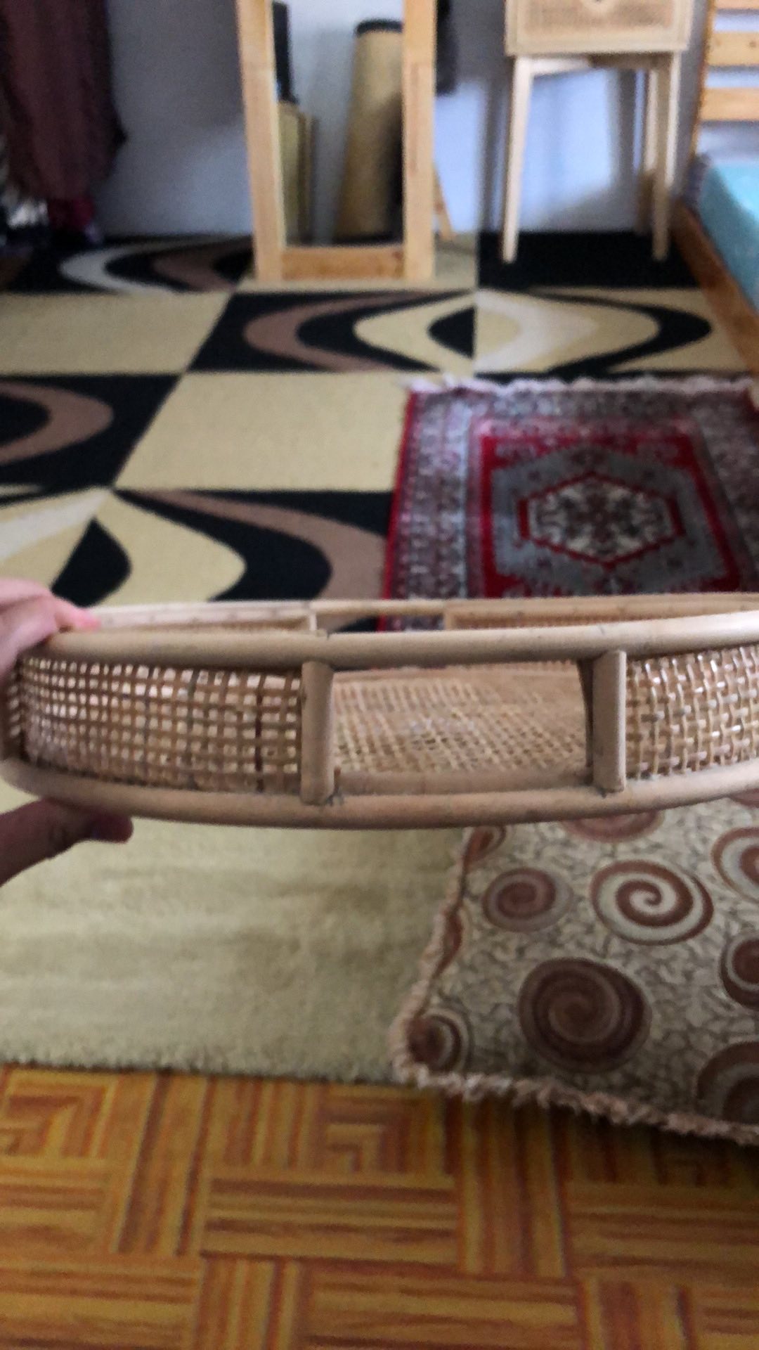 Nampan Baki Bulat Rotan Alami Murah