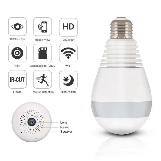 CCTV WIFI IP CAM BOHLAM.LAMPU LED 360&quot; untuk penyamaran