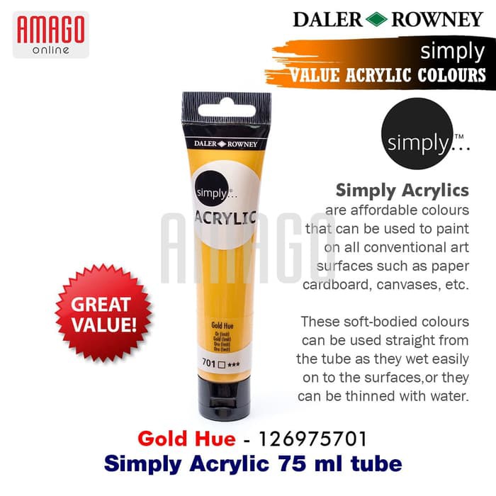 DALER-ROWNEY - SIMPLY ACRYLIC PAINT 75 ML - GOLD - 126975701