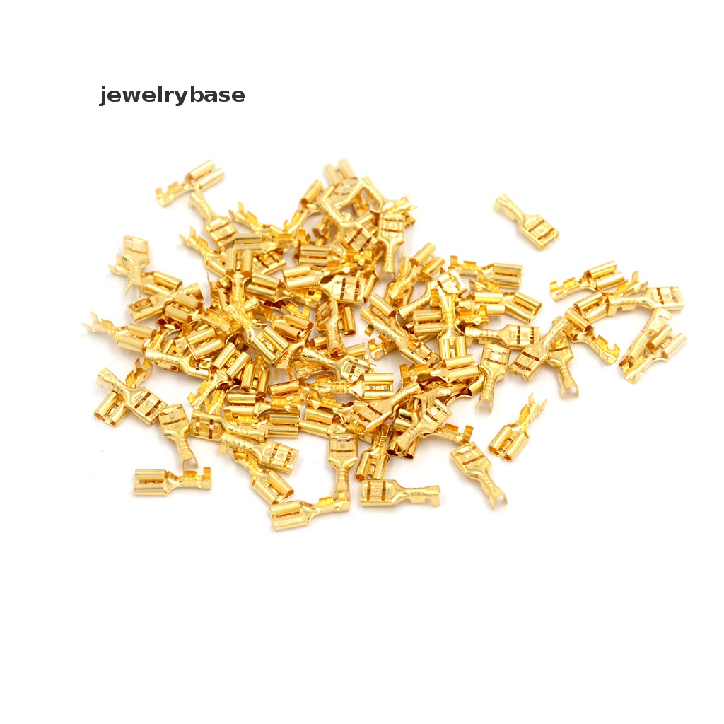 100 Pcs Konektor Kawat Speaker Mobil Bahan Kuningan Warna Emas Ukuran 6.3mm