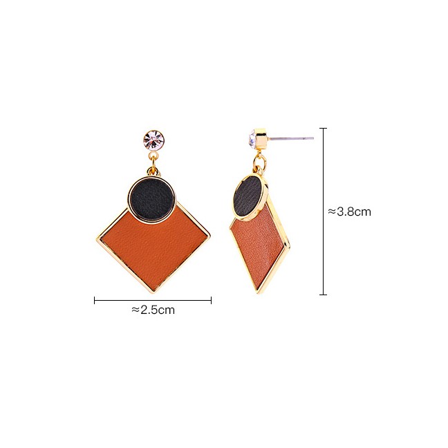 LRC Anting Tusuk Fashion Brown S925 Silver Needle Geometric Stud Earrings F67657