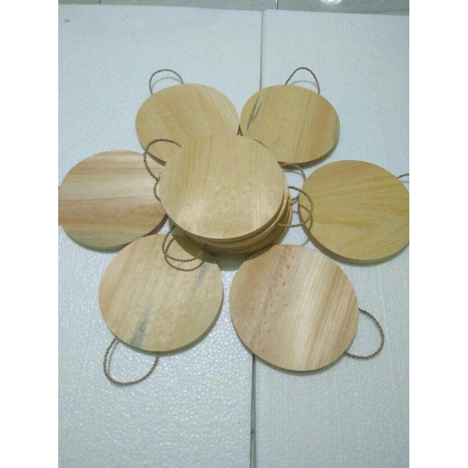 Talenan Kayu Tali Model Bulat Diameter 15 cm / Wooden Cutting Board
