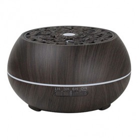 Kongyide Air Humidifier Aromatherapy Diffuser Wood Design 550ml with Remote Control - J-109 - Dark