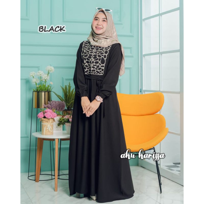 Erina Dress Aku Karissa / gamis bordir cantik / dress aku karissa