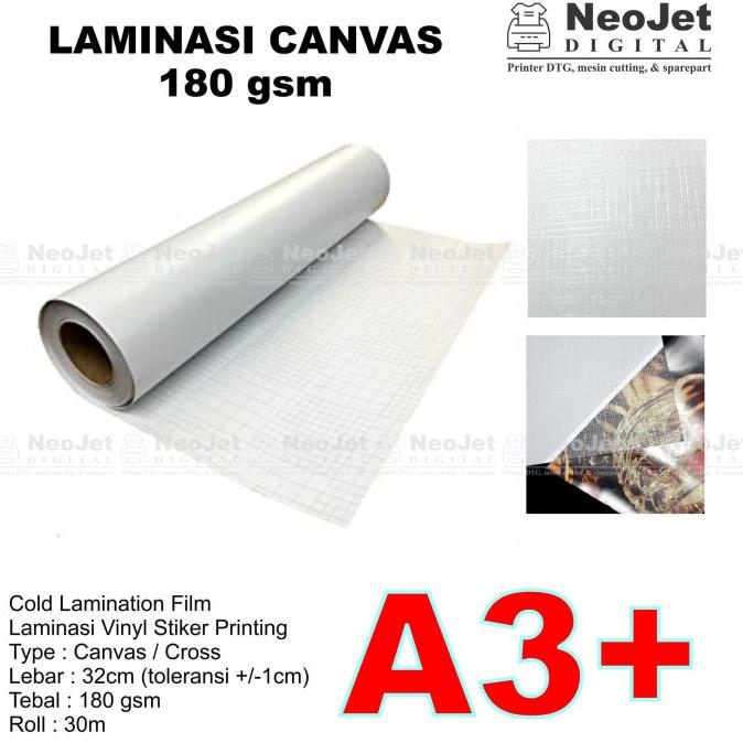 

Bahan Laminasi Dingin Canvas Lebar A3+ A3 32 Cm Panjang 30 Meter Termurah