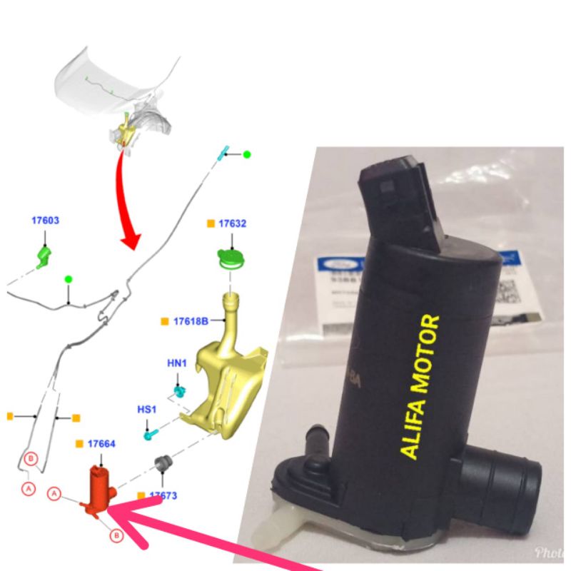 Motor Air Wiper Washer Ford Ecosport All Type Genuine Part Ford MOTOR & PUMP WASHER