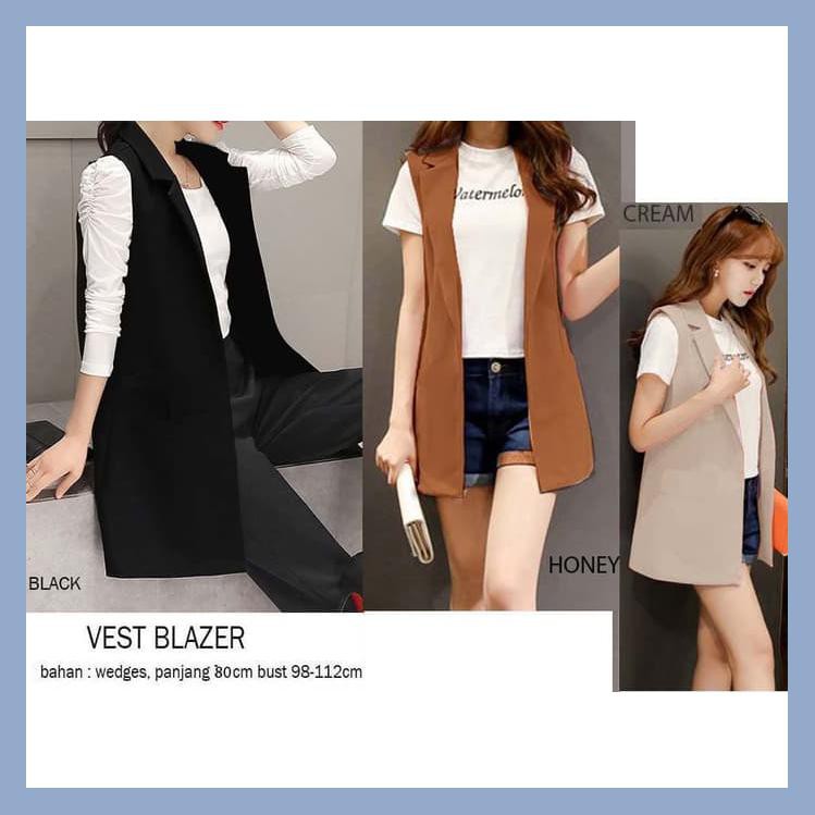 BLAZER KERJA WANITA KOREA PANJANG HITAM ROMPI WANITA