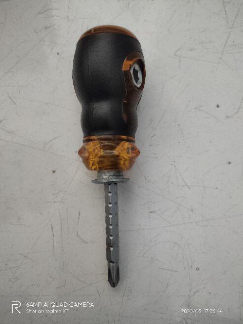 Obeng Bolak Balik Cebol Bening, Obeng Min Plus Pendek Dengan Magnet