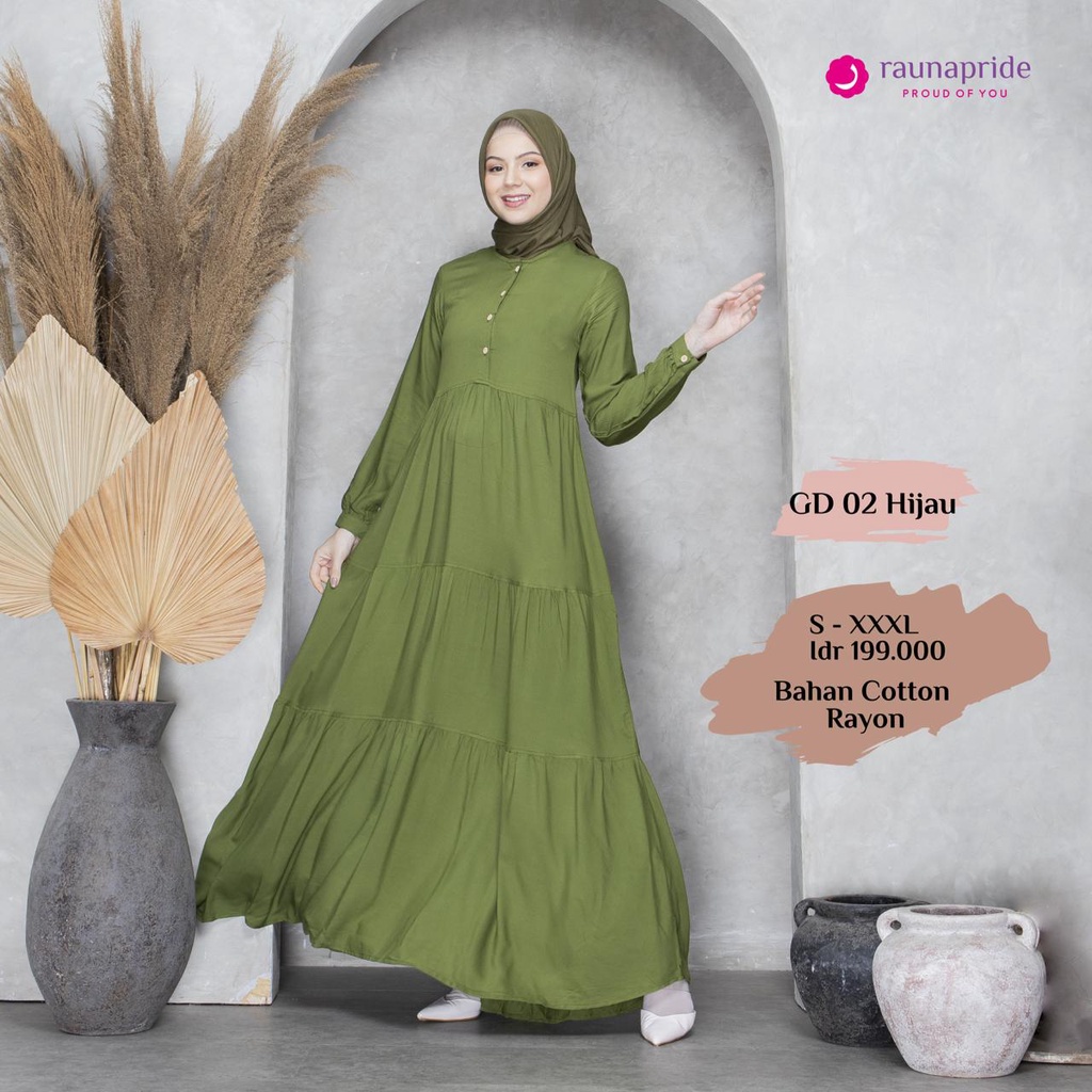GAMIS MUSLIMAH RAUNA GD 02 HIJAU