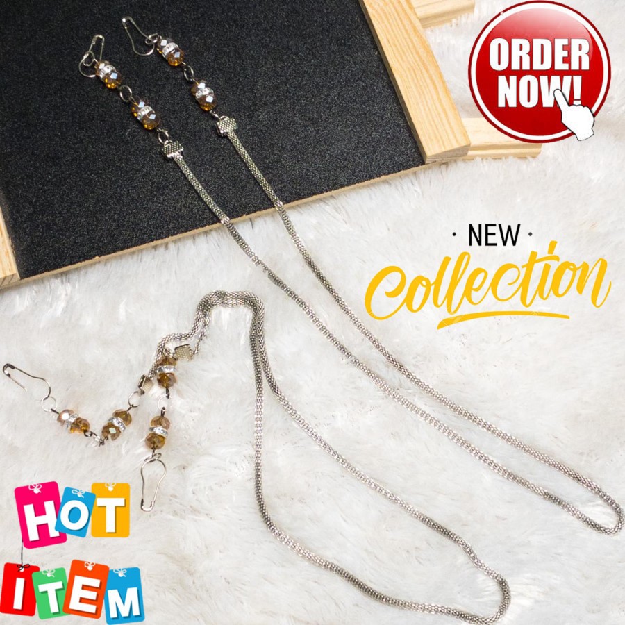 Kalung Gantungan Masker Rantai Silver / Kalung Masker Termurah Warna Random
