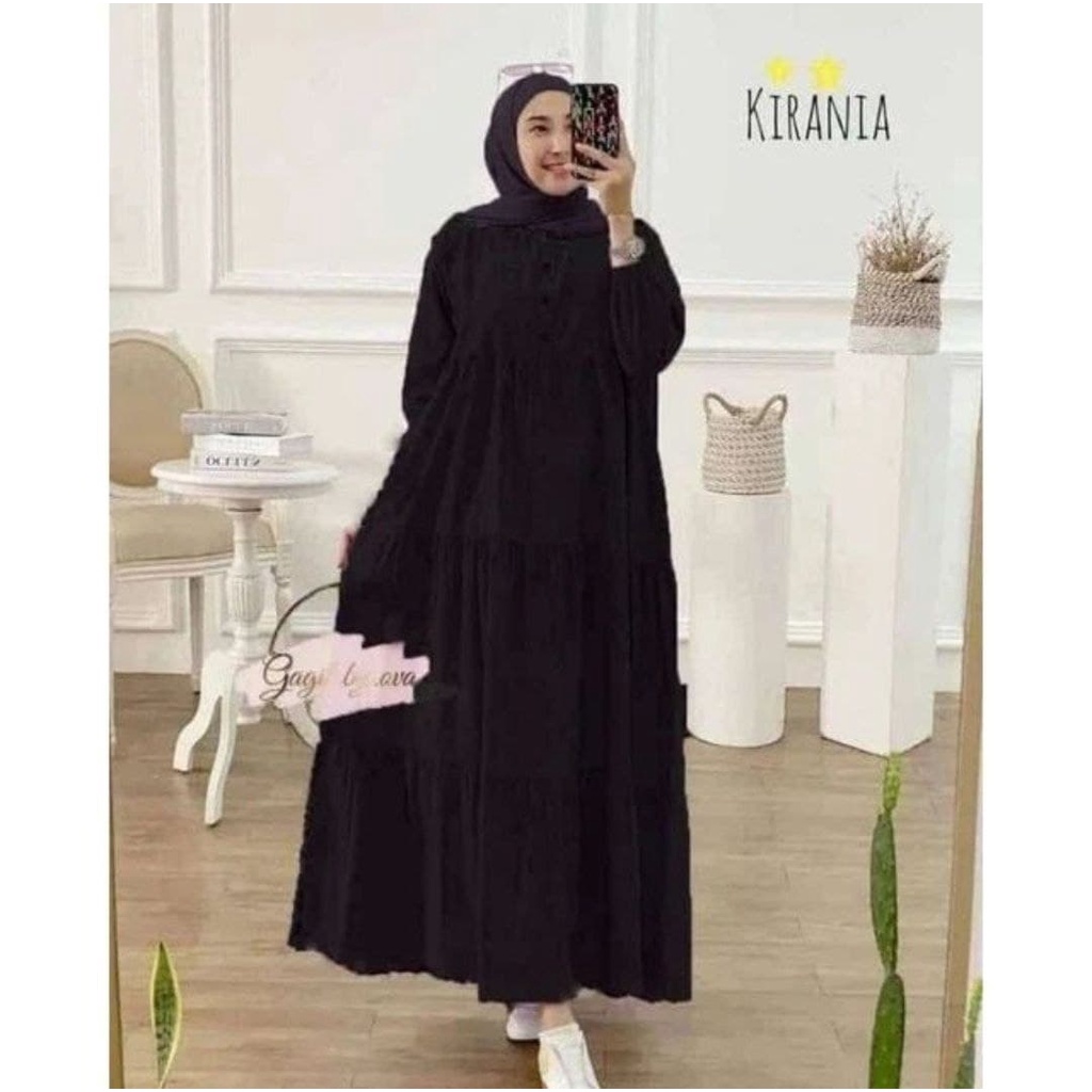 TERBARU BISA COD KIRANIA MIDI DRESS JUMBO LD 110 BAHAN KATUN RAYON FASHION MUSLIM KEKINIAN