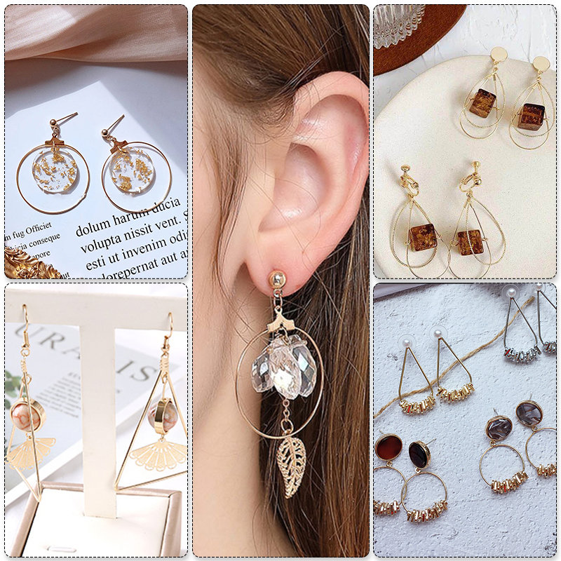 Warna Emas Perak Tembaga Hoops Earrings Kit Earrings Clasps Hooks Ear Wire Hoops Earrings Kabel Untuk Persediaan Pembuatan Perhiasan DIY