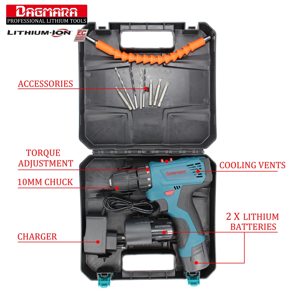 DAGMARA 12V Cordless Drill Set Mesin Bor Tangan Tanpa Kabel