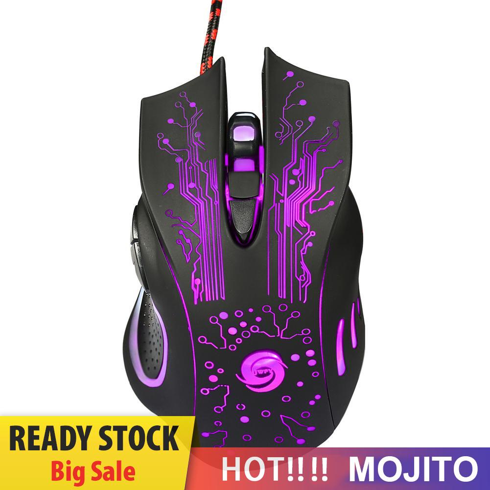 MOJITO 3200DPI LED Optical 6D USB Wired Gaming Game Mouse Pro Gamer Mice For PC