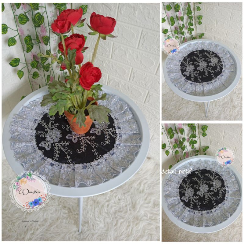 TAPLAK MEJA TAMU BULAT KECIL IMPORT / TAPLAK MEJA BULAT BURKAT / TAPLAK MEJA BULAT