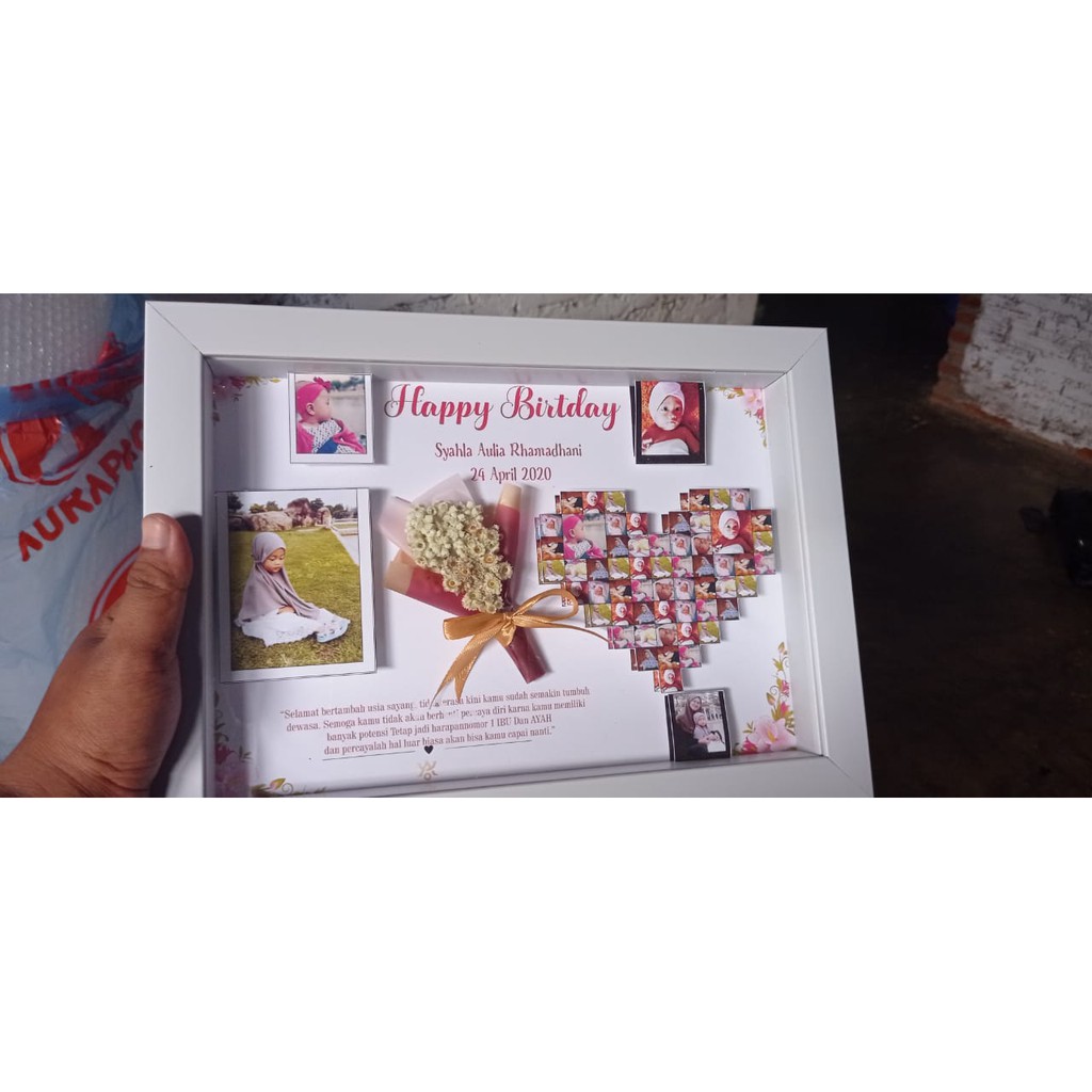 Frame Gift 3D Jam Bucket Mini Tanpa Lampu DAN JAM