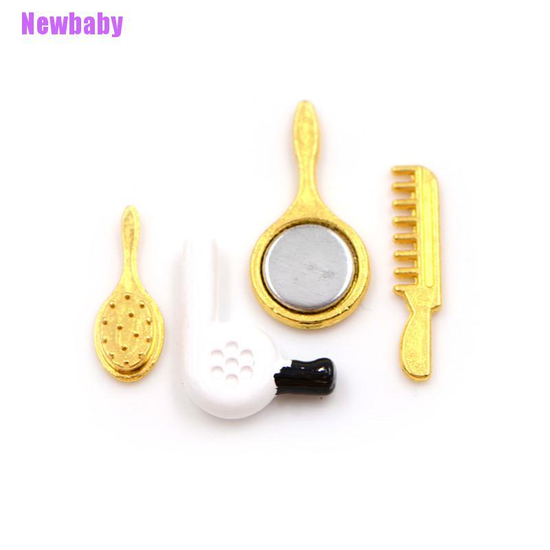 Newbaby Mainan Miniatur Hair Dryer + Sisir + Cermin Untuk Aksesoris Rumah Boneka 1 / 12