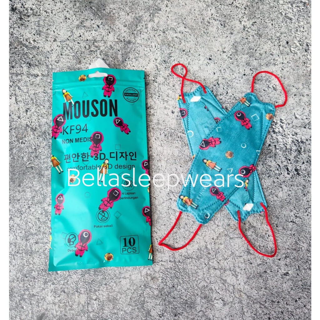 KF94 MOUSON SQUID GAME - MASKER KF94 MOUSON 4PLY EMBOS SQUID GAME SERIES - ORIGINAL