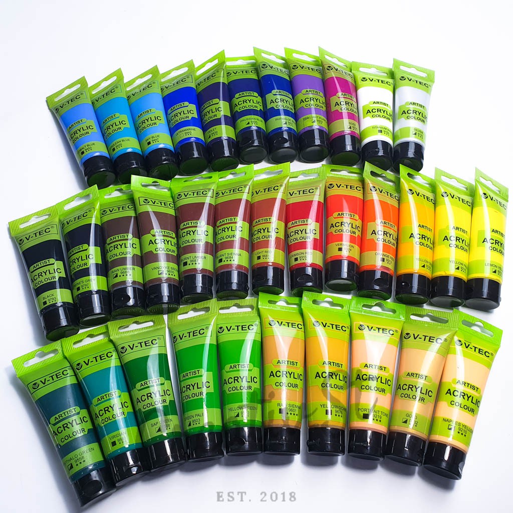 

V-TEC Acrylic 35 Ml Paint Acrylic Colour Part 2 Satuan Cat Lukis Akrilik