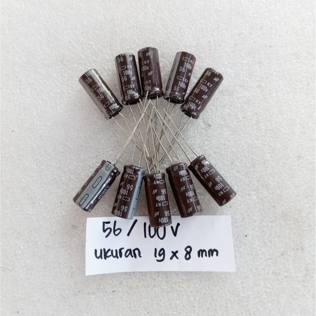 Capacitor Elco 56uf 100v 19x8 10pcs