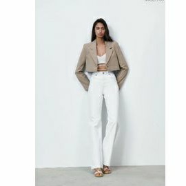 zara crop blazer brand new warna beige size L