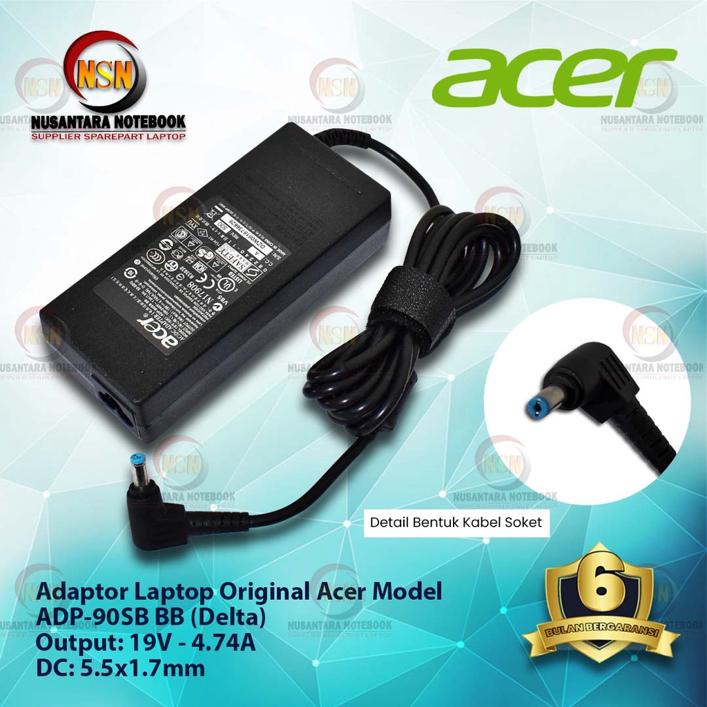 Adaptor Charger Original Acer 19V 4.74A DC 5.5*1.7mm DELTA