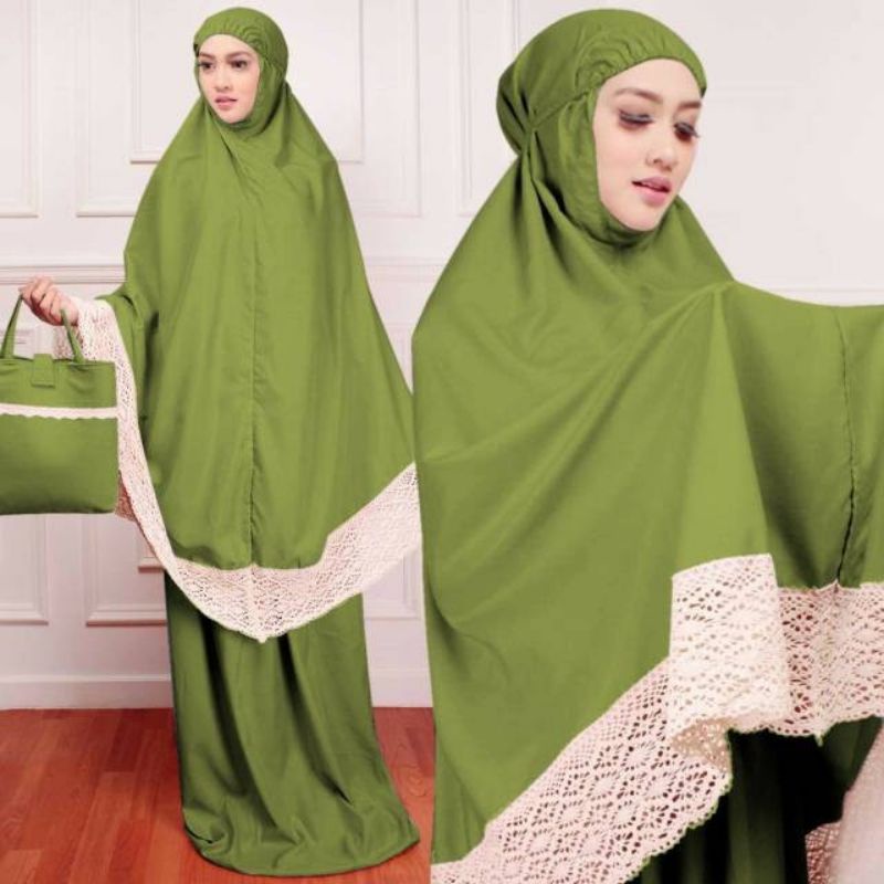 Mukena renda katun micro toyobo renda rajut