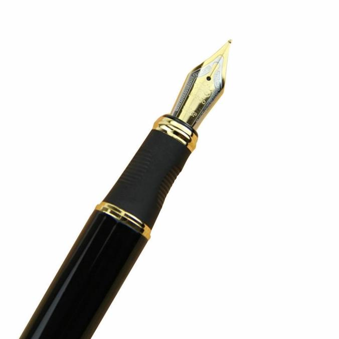 

(BISA COD) [THNS]0.7MM Nib Profession Ink Fountain Pen Black Medium Nib Gold Tri TERLENGKAP Kode 101