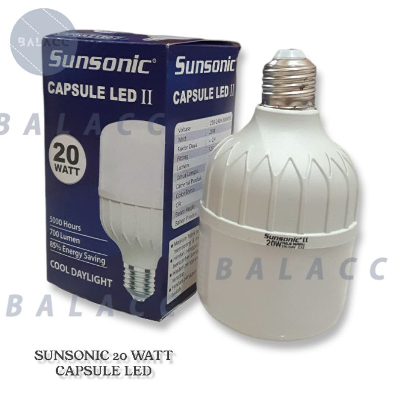 Lampu Led 20 Watt Sunsonic 20w Kapsul Tabung 20W Putih Murah SNI