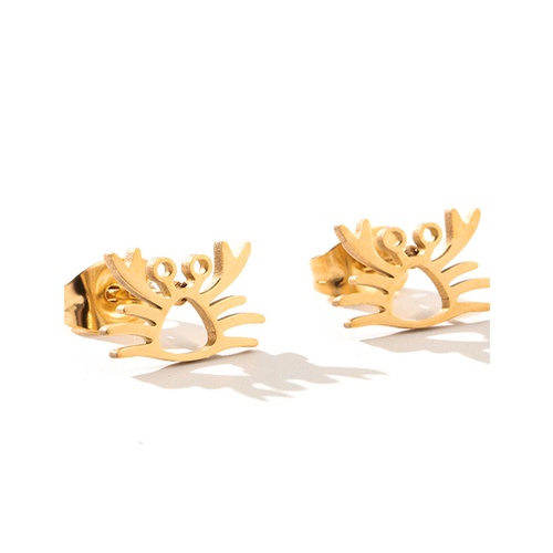 LRC Anting Tusuk Fashion Gold Stainless Steel Crab Letter Love Planet Geometric Stud Earrings Q50058