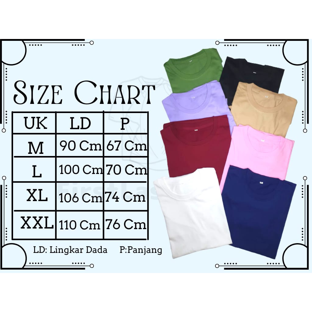 KAOS POLOS  BASIC UNISEX COTTON COMBED LENGAN PENDEK