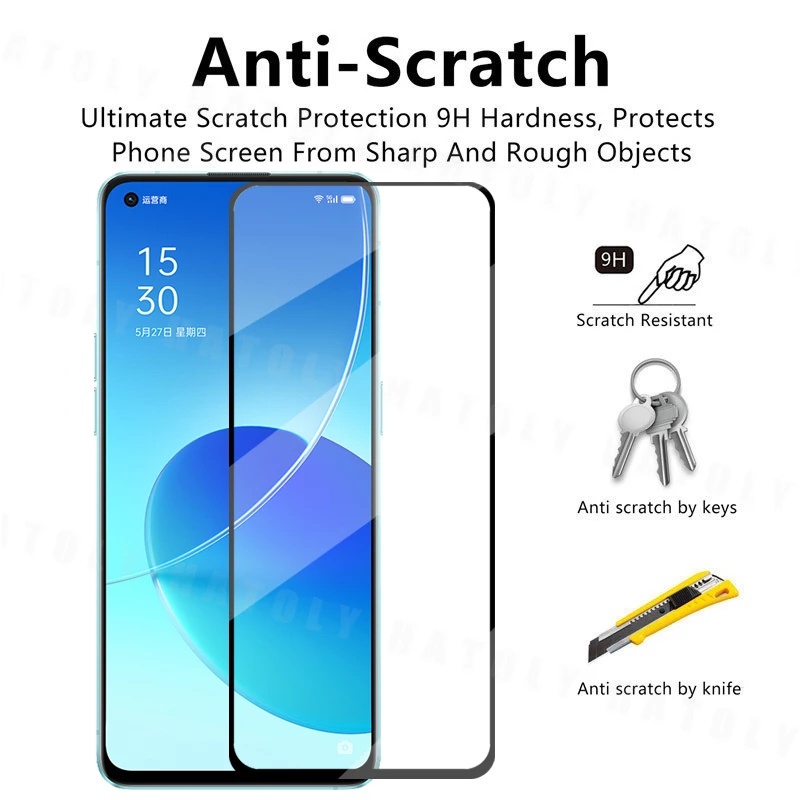 PROMO Tempered Glass OPPO RENO 6 5G TG Layar FULL COVER Black Premium Screen, Protector FULL Screen