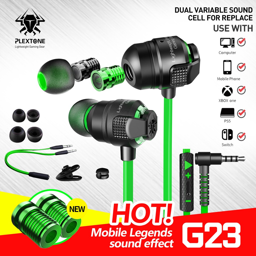 Plextone G23 Gaming Earphone Super Bass Wired Microphone