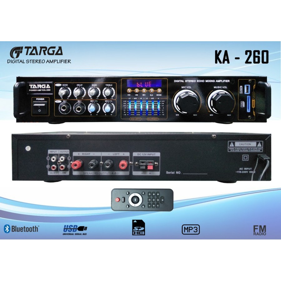 AMPLIFIER TARGA KA 260 USB BLUETOOTH PROFESSIONAL AMPLIFIER