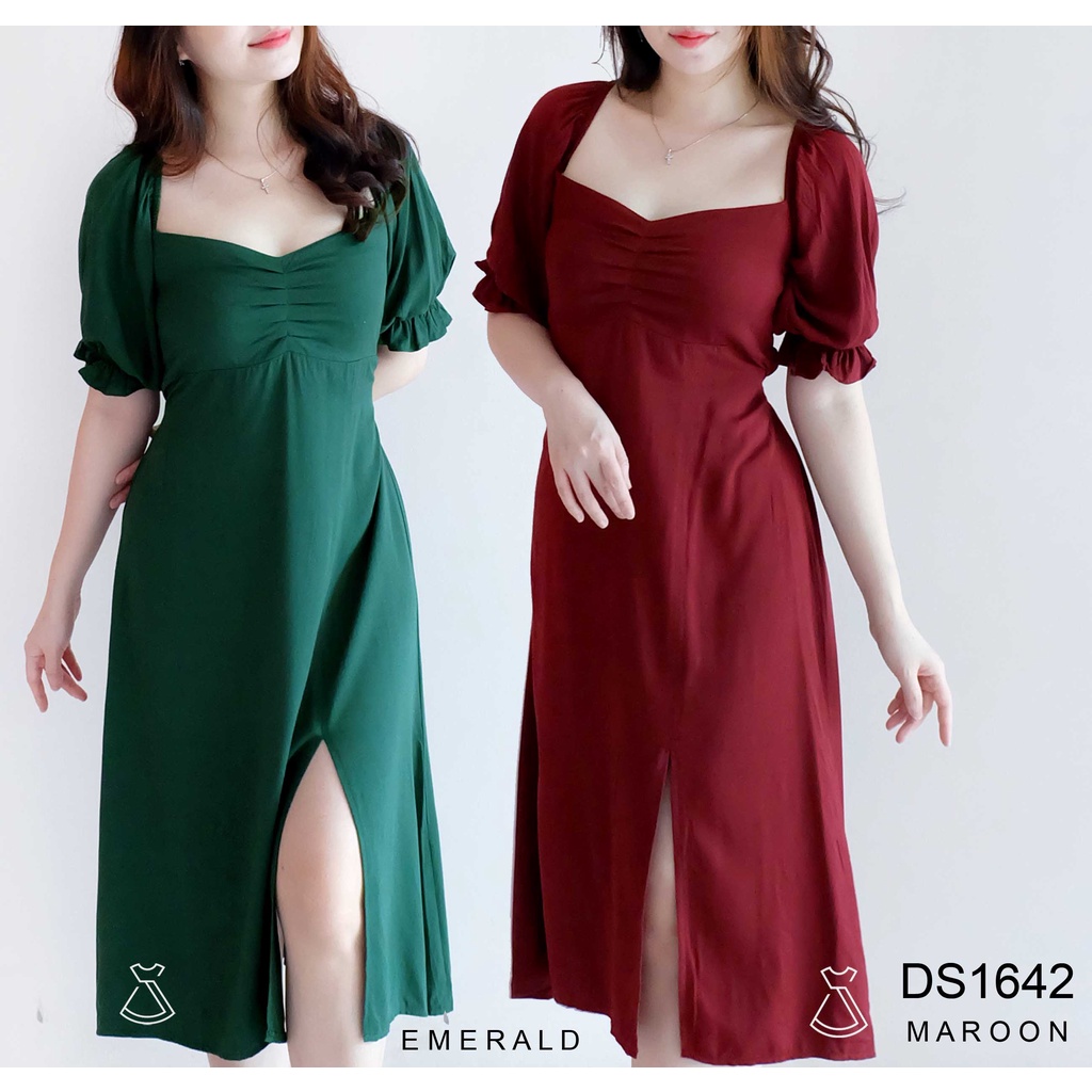 DS1642 - Dress Midi Rayon  Korean Look Dress Party