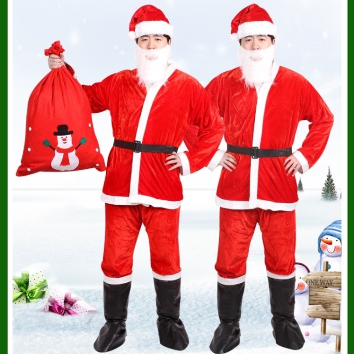 Hiasan Natal Baju Natal Santa FLANEL Dewasa Anak Kostum Christmas Santa Dress Murah Harga Grosir Termurah