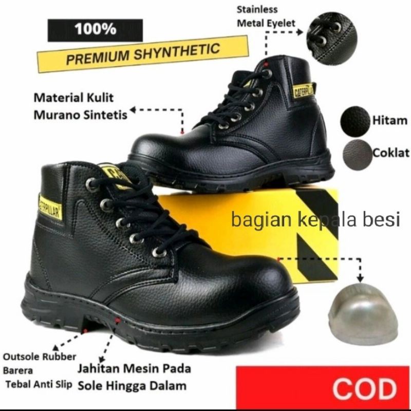 Sepatu Boots Safety Ujung Besi/Sepatu Boots Safety Buat Kerja Berat dan Kerja Lapangan safety boots pria