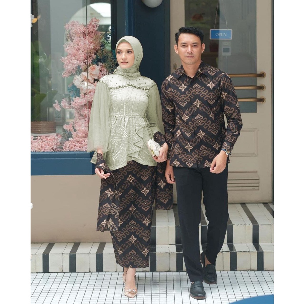 New Pakaian Set Kebaya Couple Modern baju batik Kebaya Tunik Wisuda Modern Couple Kebaya Tunangan Ke
