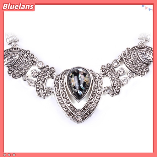 Bluelans Women Vintage Shiny Rhinestone Collar Necklace Earrings Ethnic Jewelry Set