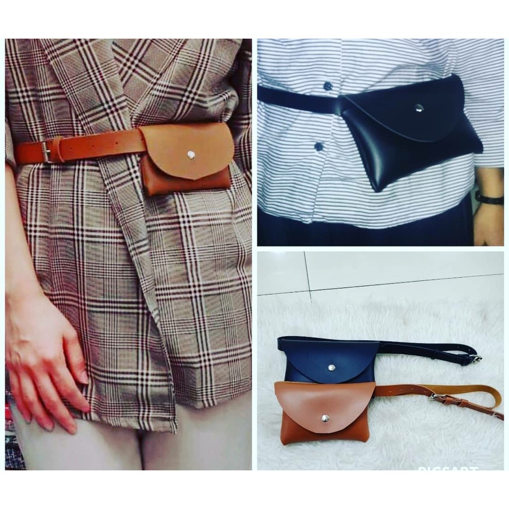 VANILLESHOP  - BELT DOMPET || Ikat Pinggang+Dompet Handphone Kulit PU Multifungsi Gaya Retro untuk Wanita