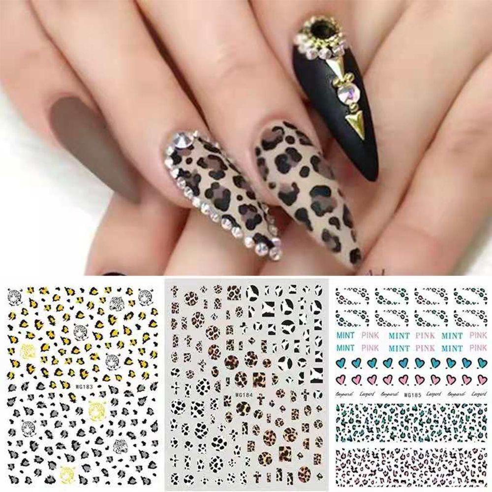 AUGUSTINA Agustina Leopard Stiker Kuku Sexy Lem Belakang Self Adhesive DIY Nail Art Dekorasi