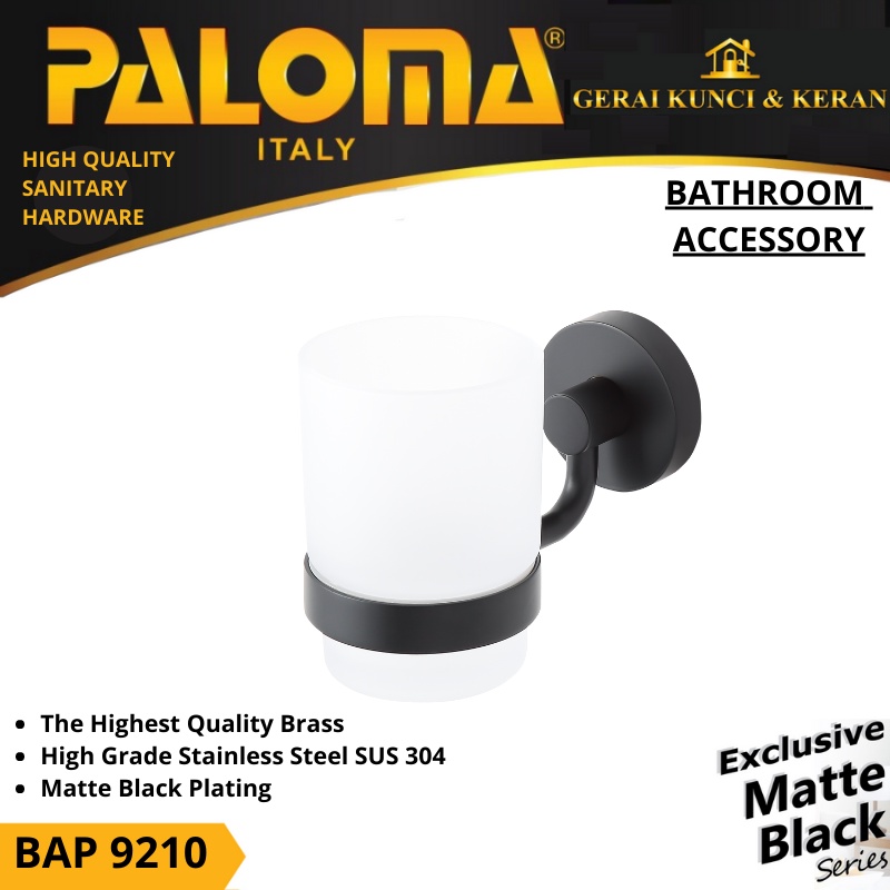 PALOMA BAP 9210 Tempat Gelas Sikat Gigi Kumur Rak Tumbler Holder Mandi Hitam Black