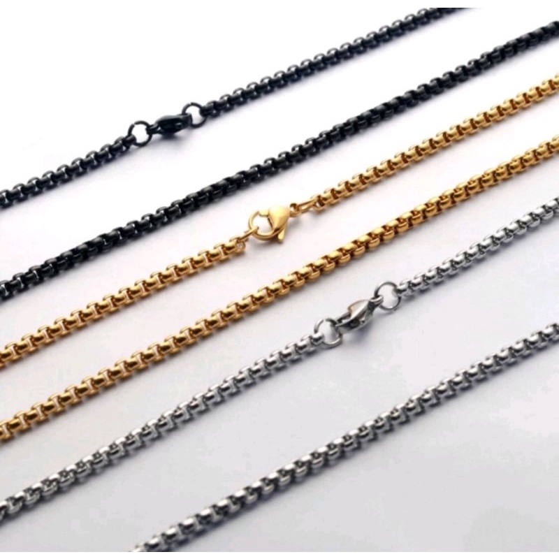 Kalung Titanium Model ROLLO 2 mm / Kalung Titanium Anti Karat / Kalung Titanium Pria Dan Wanita (( Agam Aksesoris))