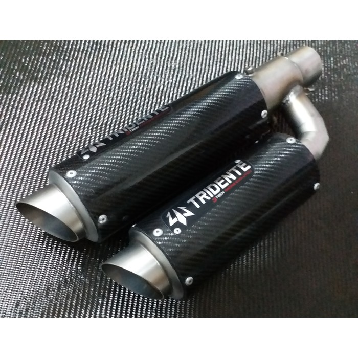 Tech26 Knalpot 3 Suara Tridente F22 Carbon 250cc 2 Cylinder Full System
