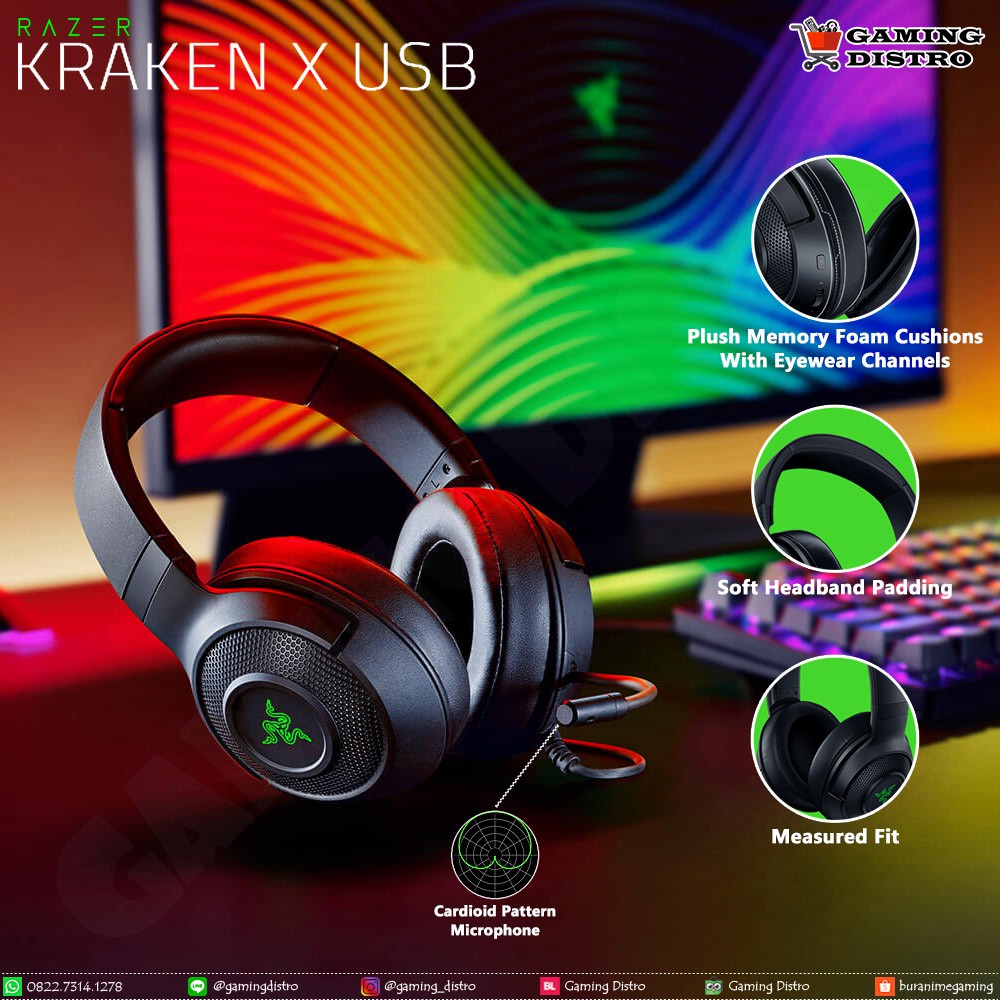 Headset Gaming Razer Kraken X USB - Razer Kraken X USB 7.1 Surround Sound