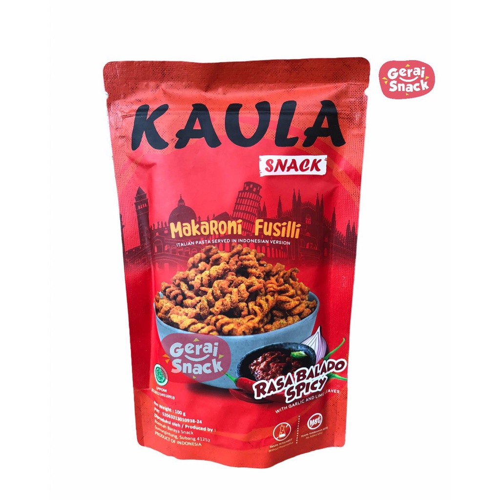 Makaroni Fusilli Kaula Extra Daun Jeruk NON MSG Tanpa Pengawet 100gr