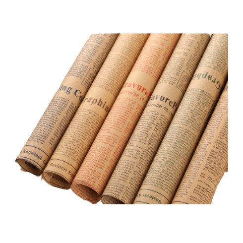 

kertas kado brown coklat vintage motif Newspaper