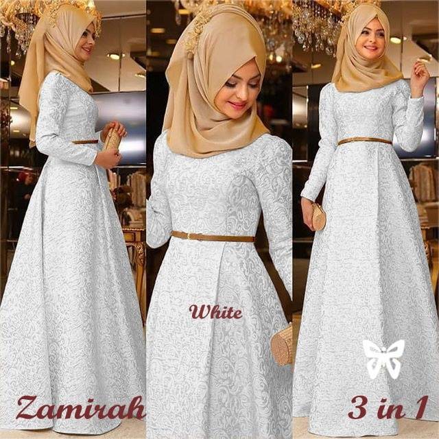 ELDE 5 - SALE Maxy Zamirah Maxi bahan baloteli embos + pasmina spandek + belt, fit to L