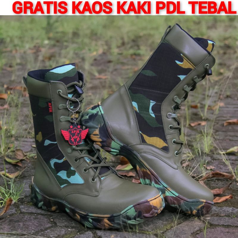 SEPATU PDL LORENG BRIMOB MERK APIK KULIT SAPI ASLI SEPATU PDL DINAS LAPANGAN TNI POLRI SECURITY SATPAM