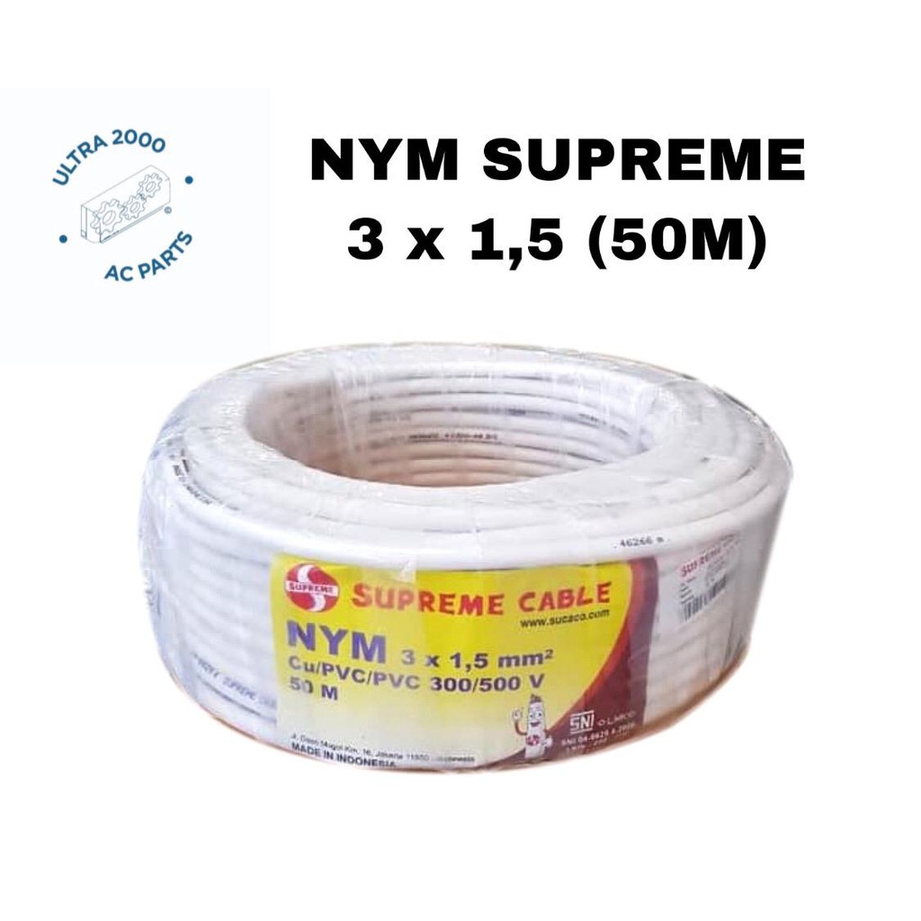 Jual KABEL SUPREME NYM 3x1,5 mm 50 m meter 3x1.5 50m 3 x 1,5 Cable 3 x ...